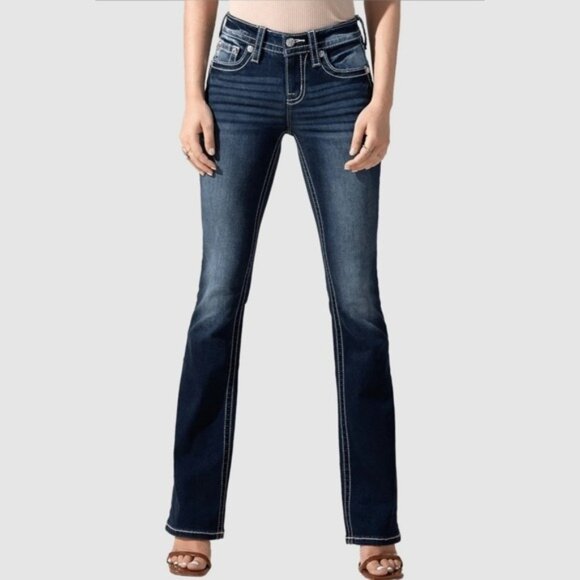 NWT Miss Me, Cross Embellished Pocket Mid-Rise Bootcut Jeans Size 25x32 - Picture 12 of 12